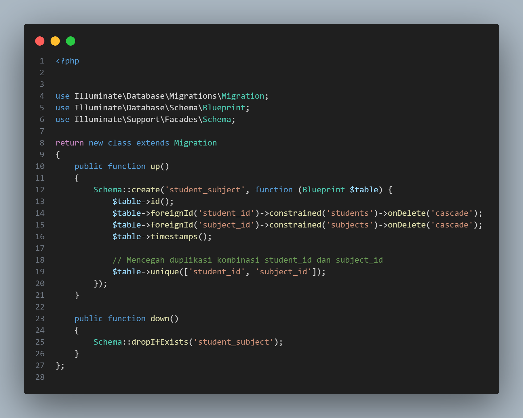Migration Student_subject